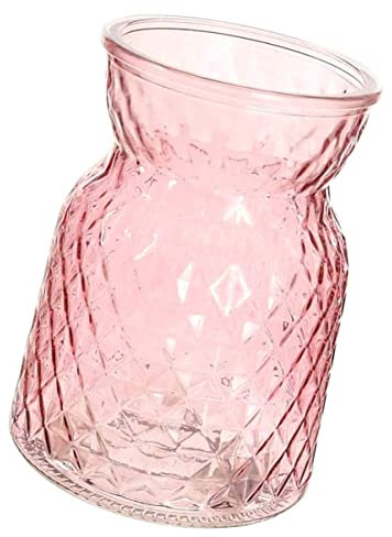 Holibanna Vase en Verre Rose Vase Décoratif Géométrique pour Arrangements Floraux Pot De Fleurs Créatif Décoration Intérieure 1 Pièce