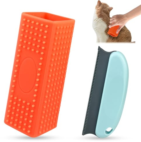 GZjiyu Brosse à Poils d'Animaux en Silicone,Rouleau de Nettoyage de Bloc | Brosse Anti Poils d'Animaux Domestiques et Peluches,pour Canapé Tapis Vêtements Couvertures Lit de Voiture,Orange