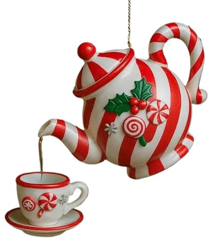 Teapot Christmas Tree Decorations,2D Acrylic Vintage Teapot Christmas Decor - Rustic Home Decor Party Supplies for Indoor Outdoor Fireplace Shelf Window Office Garden Yard
