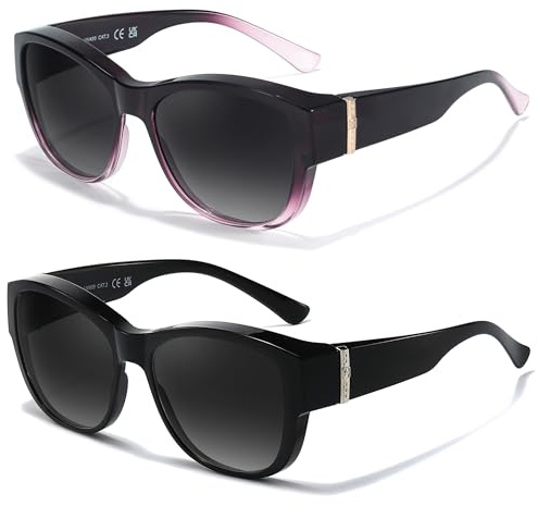 LVIOE 2 Stück Überbrillen-Sonnenbrille für Damen Stylischer Sonnenschutz