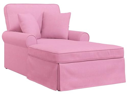 vidaXL Chaise Lounge mit Rock mit Kissen Rosa 91 x 157 x 91 cm Stoff, Wohnzimmer, Rechteckig, Modernes Design, Atmungsaktives Material, Möbel, Stylish, Funktional, Komfort, Vielseitiger Raum, Dekor