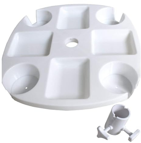 Uikdjgu Plateau de Table pour Parasol de Plage avec 4 Porte-Gobelets, Plateau pour Collations de Plage, pour Camping, Piscine, Pique-Nique, Patio, Cour