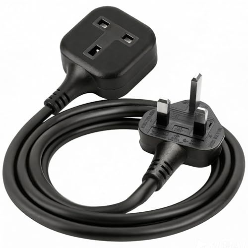 UK Extension Lead 13A Fused, 1 Gang Single Mains Power Socket, 1.5M | 13A Fused UK Extension Lead With Single Socket, Durable Black Cable And Compact Design For Home, Office And Kitchen Use