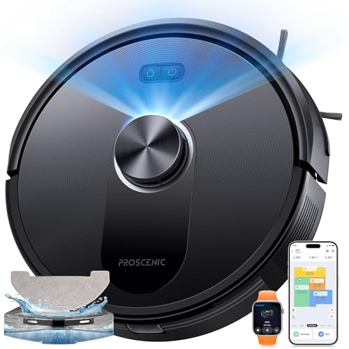 Proscenic Q10 Robot Aspirapolvere Lavapavimenti con Mappatura, Robot Pavimenti 10000Pa 200min, LiDAR Intelligente, Controllo APP/Alexa/WiFi/Siri/IFTTT, Ideale per Pulizia Domestica/Peli Animali