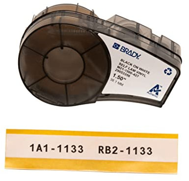 Brady Self-Laminating Vinyl Tape for BMP21-PLUS; BMP21-LAB; BMP21, 38.10 mm x 4.30 m, Black on White, Transparent