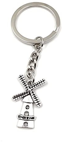 Onwomania - Getreidemühle Windrad Mühle Schlüsselanhänger - Metall Glücksbringer ideal als Geschenk z.B. für den besten Freund, die beste Freundin, Mama - Für Männer, Frauen & Kinder