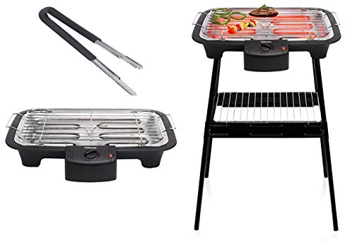 Tristar - Barbacoa eléctrica versátil con 2000 W, incluye pinzas para barbacoa, ideal para camping