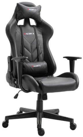 Silla Gaming Racer X Ergonómica Racing Sillón Gamer Profesional Videojuegos,Ordenador, Oficina, Escritorio. Reposabrazos. Cojín Lumbar y Reposacabezas. Giratoria, Regulable en Altura y reclinable.
