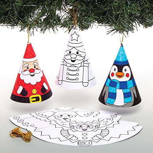 Baker Ross AW982 Árboles de Navidad Cónicos Navideños para Colorear, Ideales para Manualidades Infantiles, Pack de 12