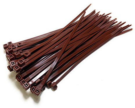 Cable Ties - 300mm x 4.8mm - Strong Nylon Zip Ties (100, Brown)