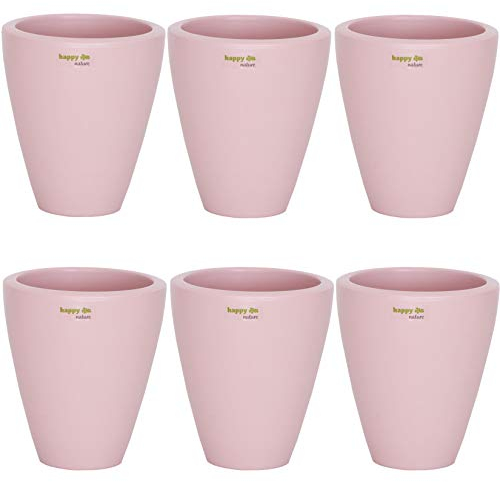 happy nature Set6 6 Keramik Blumentopf Rhodos für Orchideen Silver pink H 17 cm