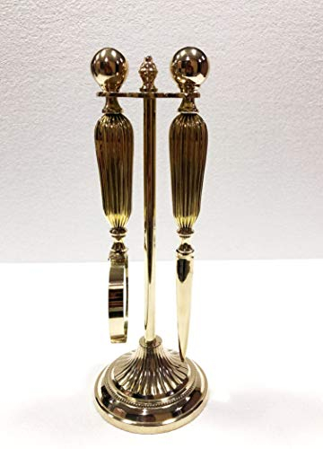 Set mit 2 dekorativen glänzenden Messing-Lupen und Brieföffner mit Messingständer