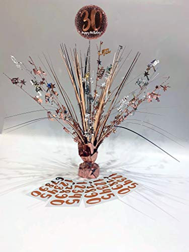 Personalised Any Age Rose Gold Table Centre Piece with Birthday Numbers