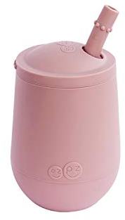 ez pz Mini Cup con tapa y pajita - Rosa pálido - 12+ meses