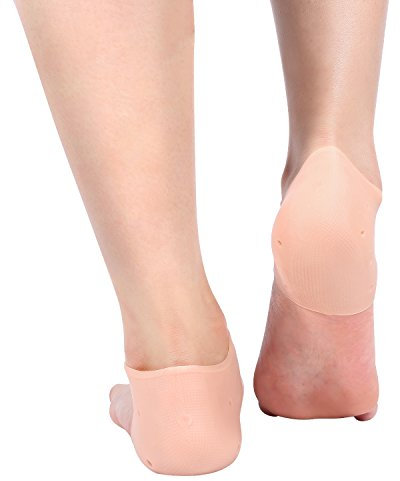 2 paia di calzini in silicone idratanti per tallone, calzini in gel per tallone, manicotti per la cura della pelle, riduzione della pressione sul tallone e sollievo dal dolore ai piedi