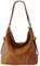 SH Leder 2in1 Handtasche Rucksack Damen Schultertasche DayPack CityRucksack aus Echt genarbt Leder (B 35cm x H 34cm xT 12cm) Sara G689 (Dunkel Cognac)