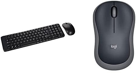 Logitech Wireless Combo Mk220 Tastiera E Mouse, Nero & M185 Mouse Wireless, 2.4 Ghz Con Mini Ricevitore Usb, Durata Batteria Fino A 12 Mesi