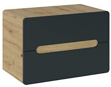 Comad Aruba Cosmos Meuble de lavabo 80 cm pour lavabo sur plan de travail, Meuble de lavabo à suspendre, Couleur Noir mat, Meubles de salle de bain modernes