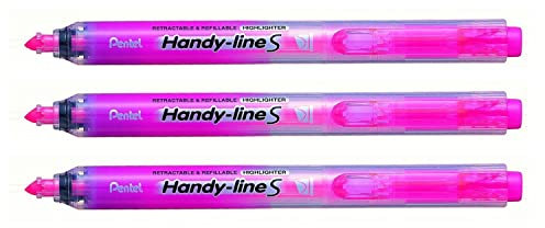 PENTEL Handy-Line S-Textmarker, einziehbar, nachfüllbar, Rosa, 3 Stück