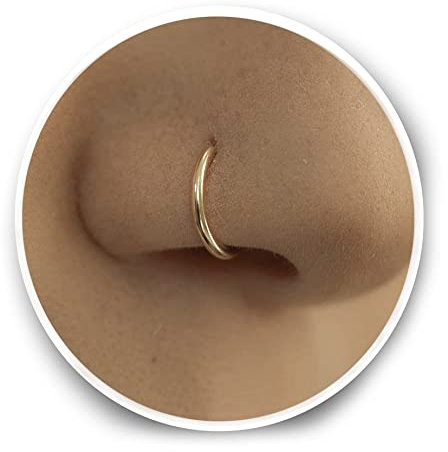 Sterling Gold Nose Ring Small and Extra Thin 0.5mm Diameter 6mm,8mm (8mm, Gold)