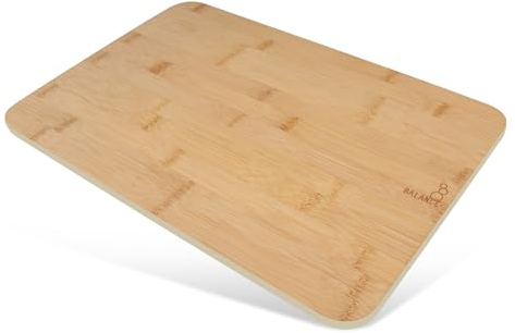 Fackelmann Balance Schneidebrett Holz Bambus – Großes Holzbrett für die Küche für Fleisch, Fisch und Gemüse – Modernes Schneidbrett mit farbigem Rand – 40 x 26 x 0,5 cm, Natur