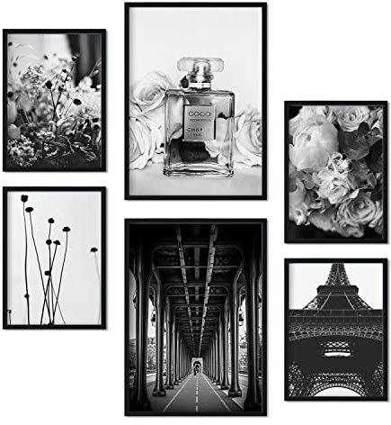 Nacnic Set 6 Paris Plakate - Wandbild Kunstdruck Deko Posters & Prints - Inneneinrichtung im Kunstgalerie - A3 und A4 - ungerahmt