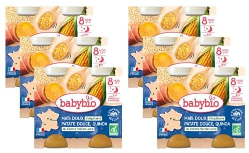 Babybio - Petits Pots - Maïs Patate douce Quinoa avec morceaux - BIO - 8+ mois - 2x200g - Lot de 6