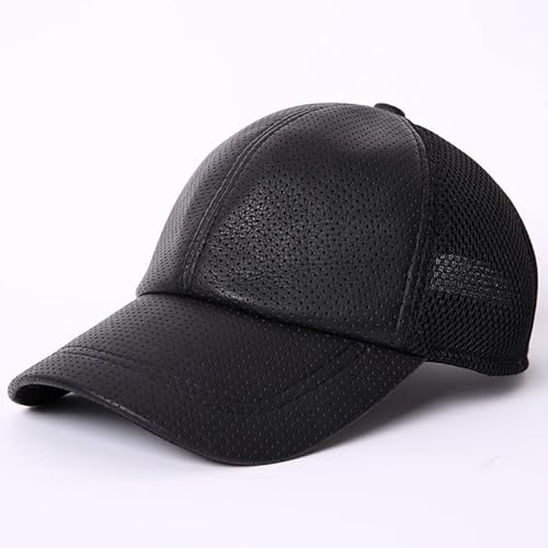 WORNEW Herren Lederhut Baseballmütze Outdoor Four Seasons Sonnenschutzhut Schirmmütze Herren Lederhut Hüte für Männer