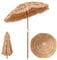 COSTWAY Sombrilla playa, Sombrilla Terraza Exterior con Apariencia de Paja y 8 Costillas, Sombrilla de Playa Inclinable y Plegable para Jardín, Parasol Exterior sin Base (Natural, φ155 cm)