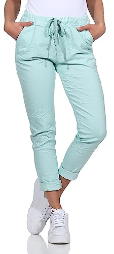 Damen Kordelzughose Sommerhose leichte Jeans (as3, Numeric, Numeric_38, Numeric_40, Regular, Regular, Mint)