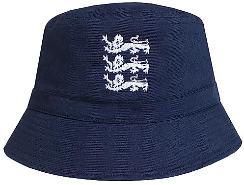 TeddyT's Men's 3 Lions England Embroidered Navy Cotton Bucket Hat (as8, Alpha, s, m)