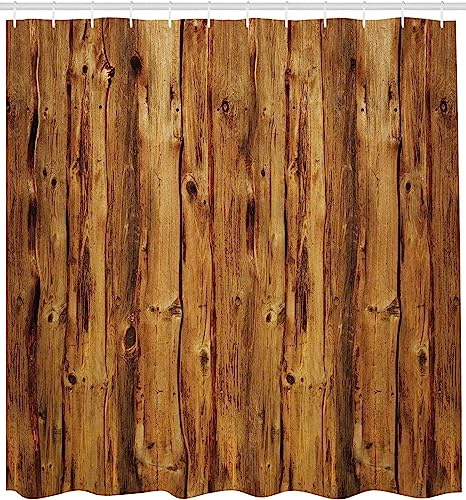 ALMONO Duschvorhang 120x200 Altes Brett Duschvorhang Hölzern Badezimmer Vorhang Antischimmel Wasserdicht 3D Effekt Duschvorhänge Textil Polyester Stoff für Badewannen mit Haken