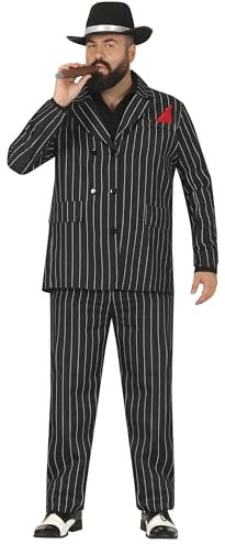 FIESTAS GUIRCA Mafia Kostüm Herren – Nadelstreifenanzug Mafia Boss Kostüm Herren – 20er Kostüm Herren Gangster Größe XL 54-56