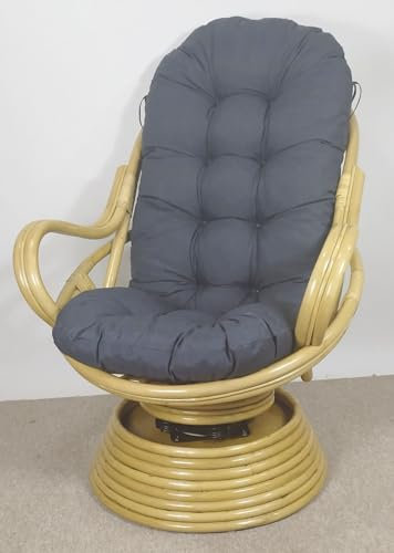Rattan Drehsessel, Drehwippsessel Linda Fb. Honig inkl. hochwertigen Polster Black