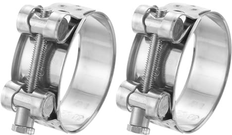 sourcing map 2Pcs T-Bolt Hose Clamp Working Range 52-55mm 304 Stainless Steel Intake Intercooler Clamps Adjustable Tube Clamps for Tubes Pipes