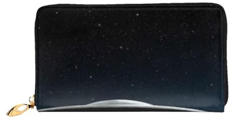 Evius Portefeuille avec nom - Portefeuille pour femme - Tendance - Imprimé - Sac à monnaie élégant et portable, Soucoupe volante la nuit, Taille unique