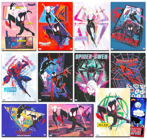 Marvel Spiderman Across the Spider-Verse Posterbuch – Bundle enthält 12 Spiderman-Poster, Aufkleber und mehr (Spiderman-Superhelden-Raumdekor)
