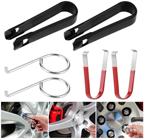 Amabro 6 Stück Rabzieher für Radschraubenkappen, Ersatz Radkappen Tools Radmutterkappen Abzieher Bolzenabdeckung Auszieher für Kappen Montage und Demontage Zubehör für Radmutternkappen