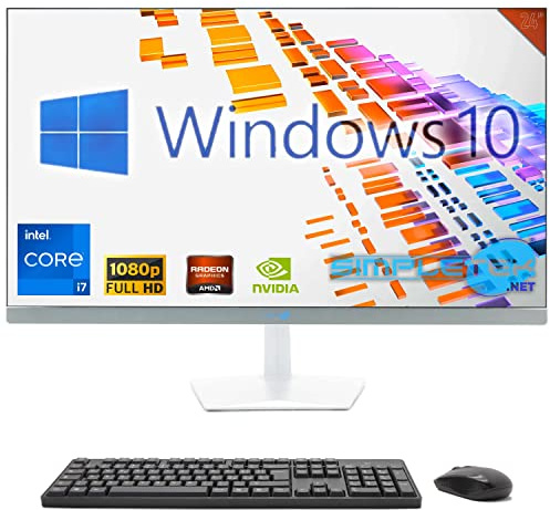 SIMPLETEK - Computer All in One da 24 FHD | Core i7 | Windows 10 Pro | 8GB RAM | 240GB SSD | Scheda Grafica Dedicata GT710 2GB | Con Webcam 5Mp Integrata, Wifi 6 e BT 5.2