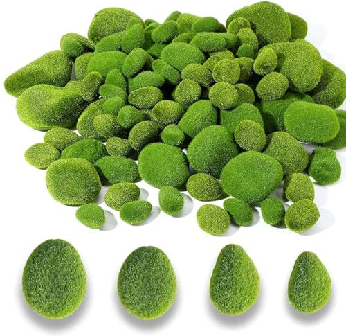 Roche de Mousse 24 Pcs Mousse Artificielle Décoration Verte Fausse Mousse Végétale 4 Tailles Roches de Mousse Artificielle Décoratives Adaptées Aux Compositions Florales et Aux Décorations Artisanales