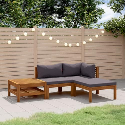 Willood 4-TLG. Garten-Lounge-Set mit Auflage Massivholz Akazie