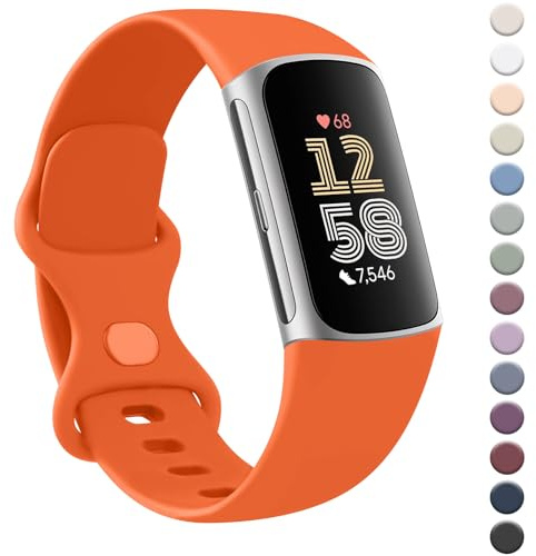 AK Bracelet pour Fitbit Charge 6/5 – Bracelet de rechange classique en silicone souple compatible avec Fitbit Charge 6/5 pour homme et femme