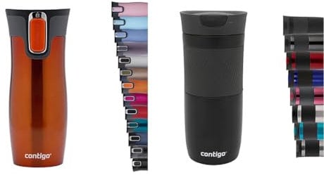 Contigo West Loop Autoseal Travel Mug, Stainless Steel Thermal Mug, Vacuum Flask, Leakproof Tumbler & Byron Snapseal Travel Mug, Stainless Steel Thermal Mug, Vacuum Flask, Leakproof Tumbler