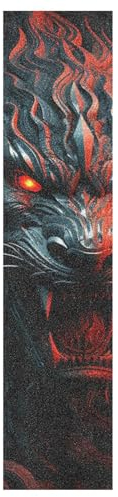 KAAVIYO Rote Wütende Drachenkunst Muster Skateboard Griptape rutschfest Selbstklebend Longboard Griptapes Aufkleber Griffband(9x33in,44x10in 1pcs)