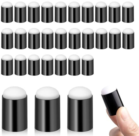 30 Stück Finger Schwamm, Finger Dauber Finger Malerei Schwamm Schwarzer Malschwämme Haltbarer Kunststoffgriff für DIY Vorlagen, Gemälde, Druckfarben, Kartenherstellung, Kunsthandwerk