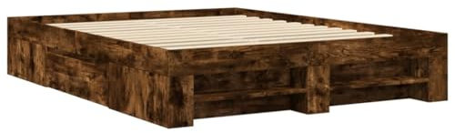 vidaXL Bettgestell, Bettrahmen mit Lattenrost, Schlafzimmerbett Bett mit Stauraum, Doppelbett für Schlafzimmer, Räuchereiche 160x200cm Holzwerkstoff