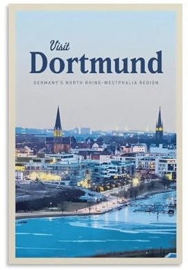 GJrjdb Vitger Reiseposter auf Leinwand, Motiv: Dortmund, Wanddekoration, Schlafzimmer, Büro, Poster, Drucke, Wandkunst, rustikale Heimdekoration für Wohnzimmer, 40 x 60 cm