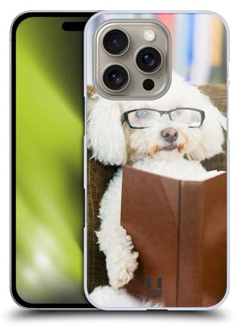Head Case Designs Lesender Hund Mit Brille Komische Tiere Harte Rueckseiten Handyhülle Hülle Huelle kompatibel mit Apple Apple iPhone 16 Pro