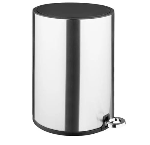 Jantex Round Soft Close Pedal Bin Brushed Steel HT479, 6Ltr, 6 L | Foot pedal mechanism keeps hands clean for hygiene, while the inner bucket simplifies waste disposal in busy kitchens.