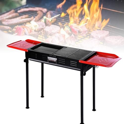 Stand-2-in-1-BBQ-Grill, Outdoor-Grill Mit Bratpfanne, Grill, Tragbarer BBQ-Ofen, Edelstahl-BBQ-Grills Für Zuhause, Garten, Camping